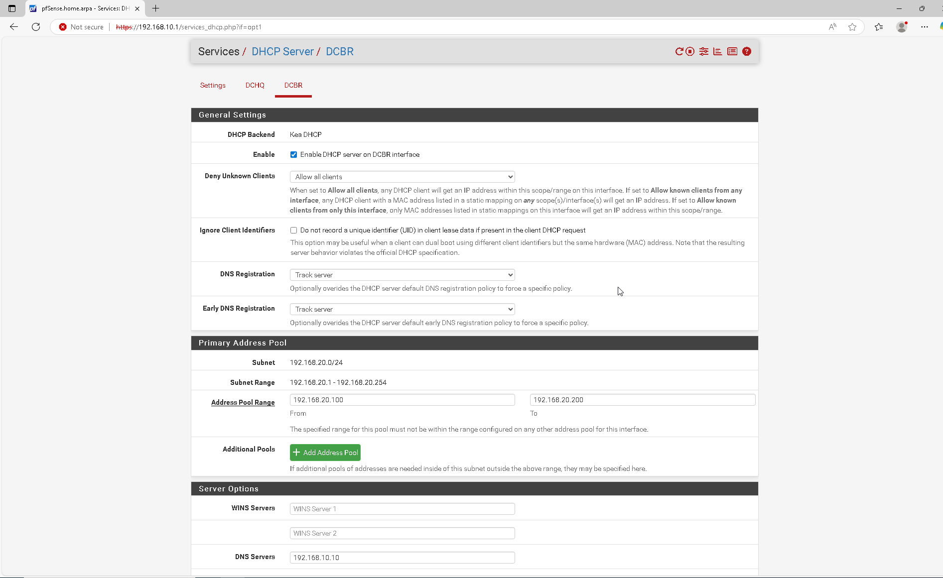 PfSense DHCP Dynamic Assignment